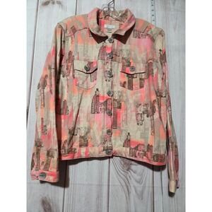 Christopher & Banks Ladies Large Art‎ to Wear Jacket Buildings